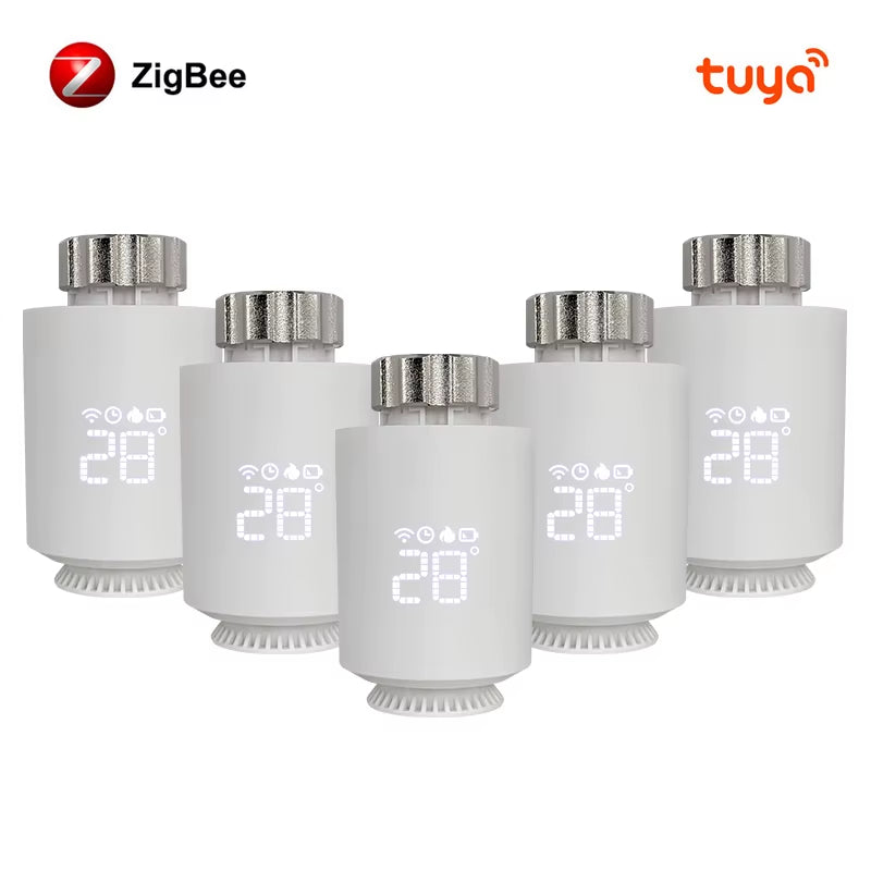 1-6PCS Tuya Zigbee3.0 TRV Radiatoractuator Valve,Smart Programmable Thermostat Temperature Controller，Alexa Google Home