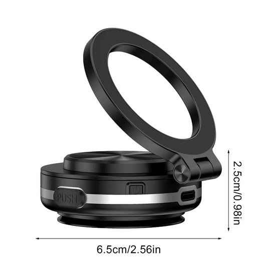 Car Magnetic Phone Mount Vacuum Double-Sided Magnetic Suction Cup Phone Holder Folding Phone Bracket 360 Rotation Phone Rack