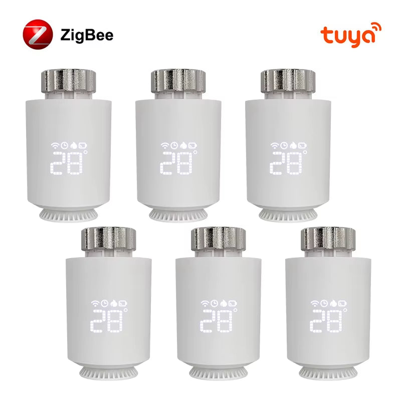 1-6PCS Tuya Zigbee3.0 TRV Radiatoractuator Valve,Smart Programmable Thermostat Temperature Controller，Alexa Google Home