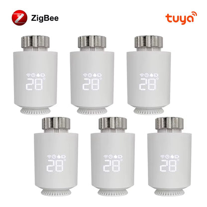 1-6PCS Tuya Zigbee3.0 TRV Radiatoractuator Valve,Smart Programmable Thermostat Temperature Controller，Alexa Google Home