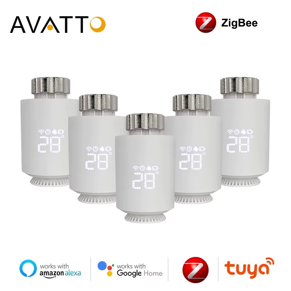 1-6PCS Tuya Zigbee3.0 TRV Radiatoractuator Valve,Smart Programmable Thermostat Temperature Controller，Alexa Google Home