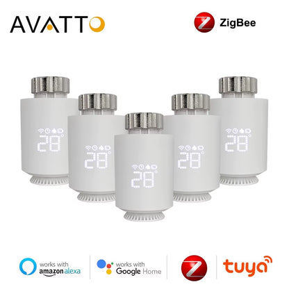 1-6PCS Tuya Zigbee3.0 TRV Radiatoractuator Valve,Smart Programmable Thermostat Temperature Controller，Alexa Google Home