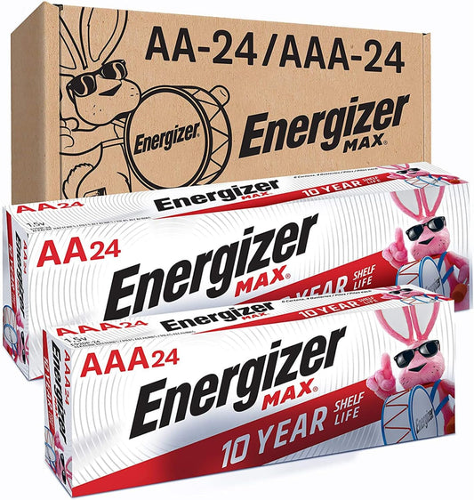 AA Batteries and AAA Batteries, 24 Max Double a Batteries and 24 Max Triple a Batteries Combo Pack, 48 Count